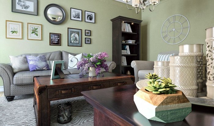 Оливковый цвет стен в интерьере