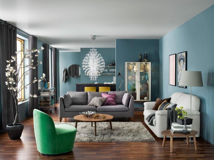 Модный цвет стен в гостиной