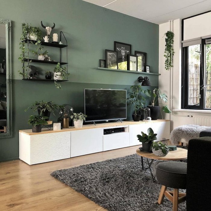 Гостиная в зеленом цвете