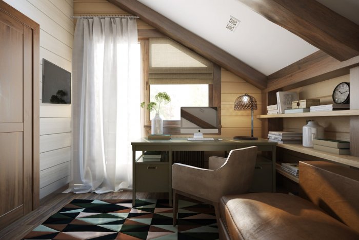 Кабинет на мансарде в загородном доме