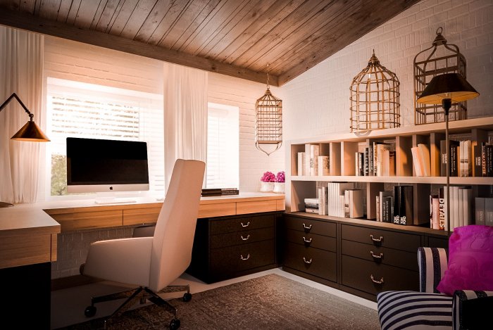 Отделка кабинета деревом