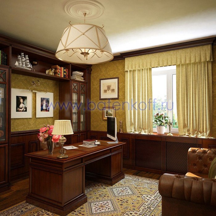 Деревянный потолок в кабинете