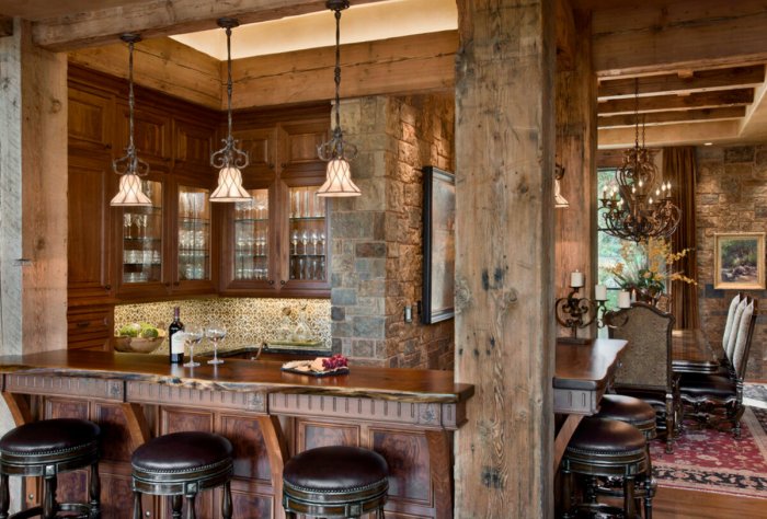 Барная стойка для кухни в рустикальном стиле