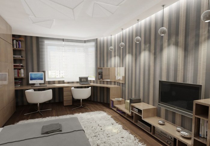 Интерьер спальни кабинета