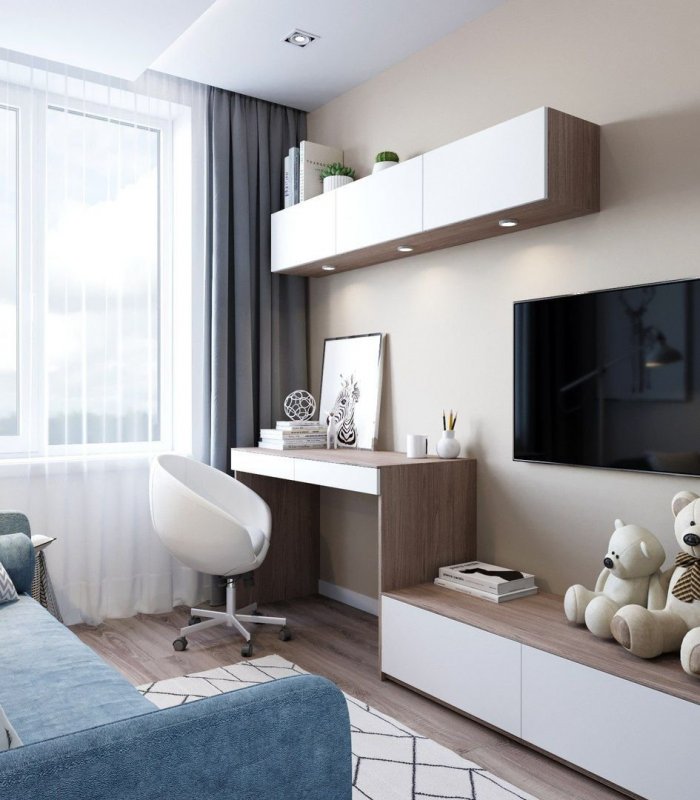 Гостиная спальня с рабочим местом