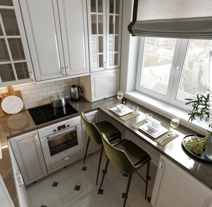 Нестандартные кухни с окном