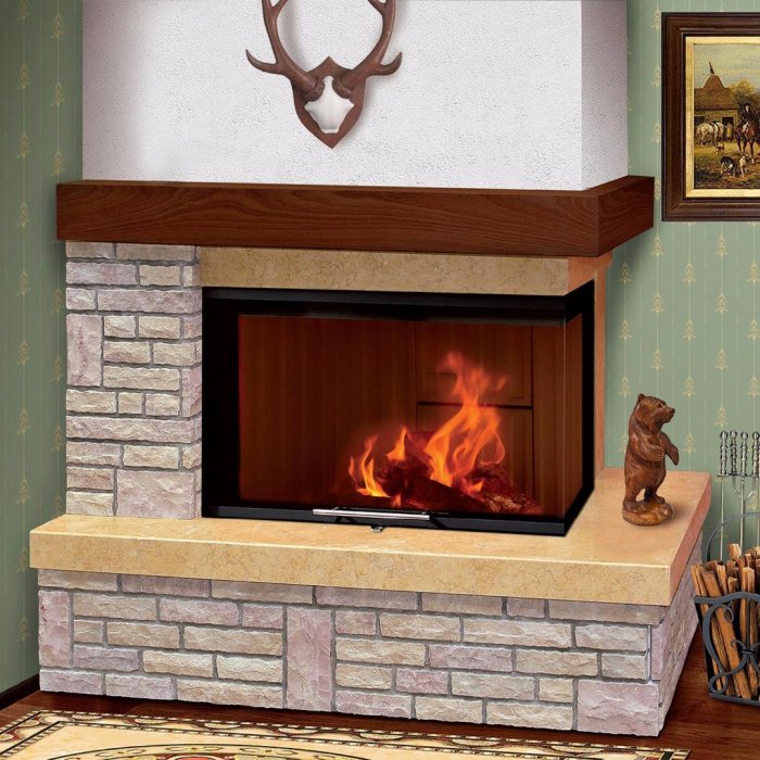 Угловой кирпичный камин