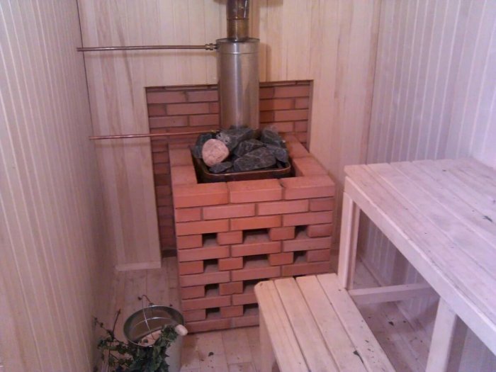 Отделка печи в парной