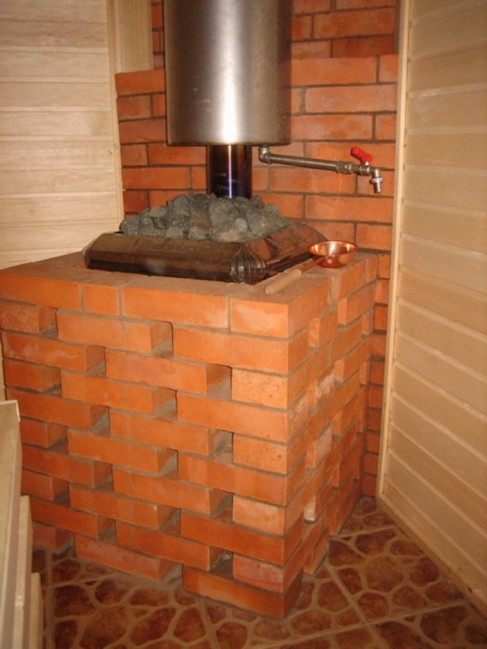 Металлическая печь обложенная кирпичом