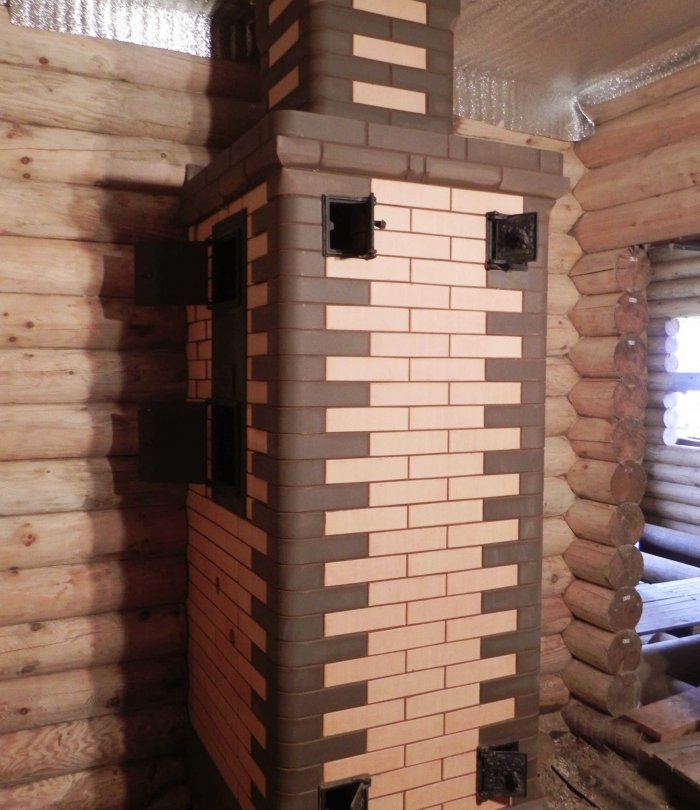 Печь тройка 06 обкладка кирпичом