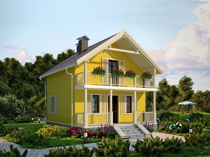 Дачный дом с балконом