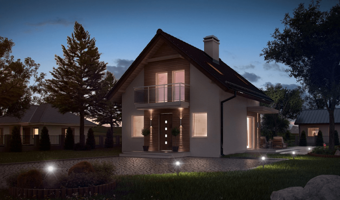 Небольшие двухэтажные коттеджи с мансардой