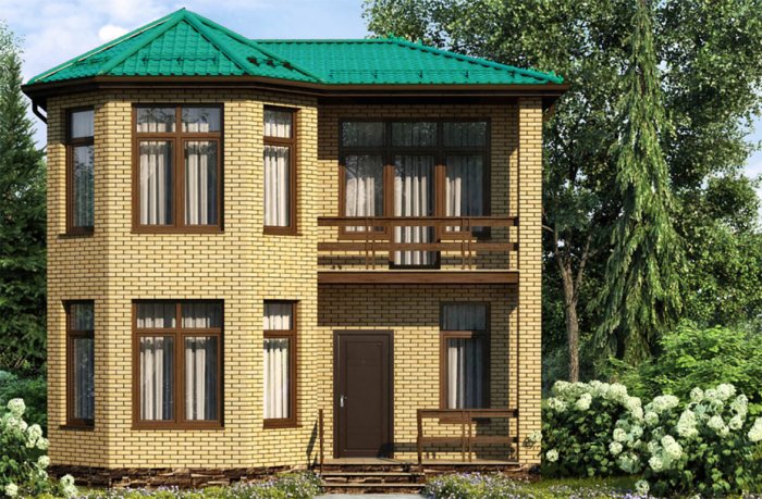 Кирпичный дом с эркером