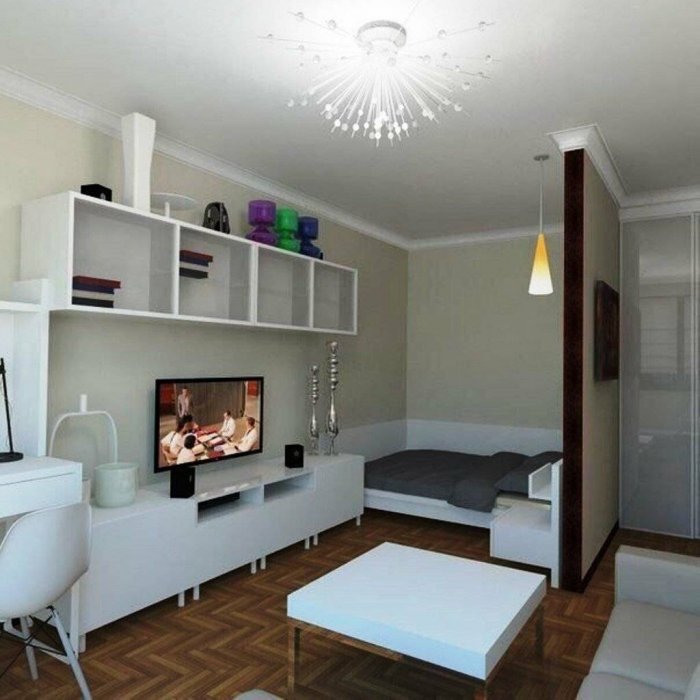 Однокомнатная хрущевка зонирование