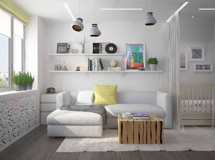 Интерьер однокомнатной квартиры 30 кв.м с ребенком