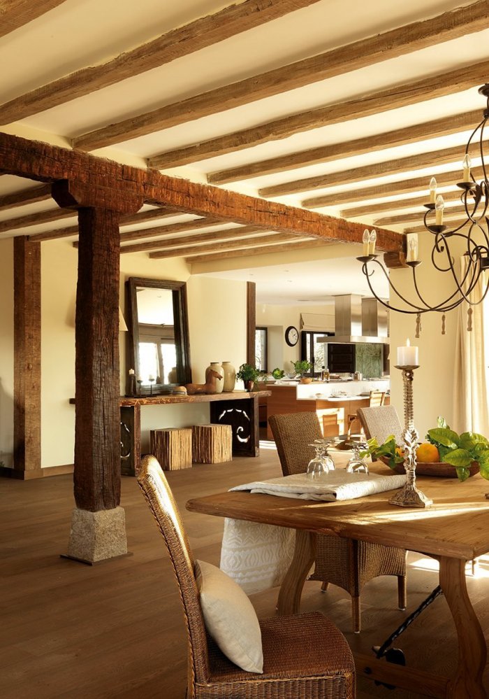 Потолочные балки в интерьере