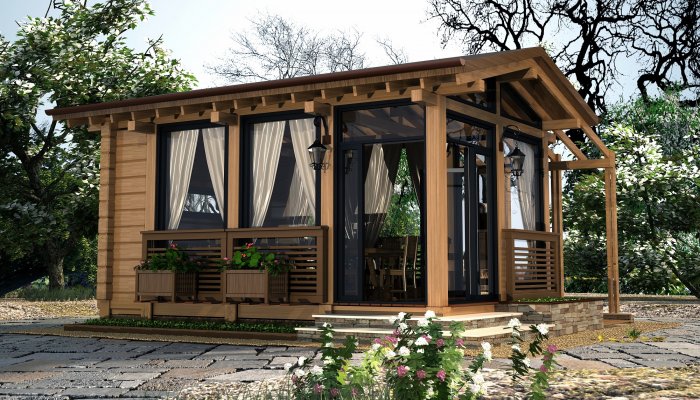 Беседка с барбекю в стиле Шале