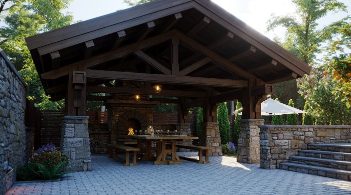 Навес в стиле Шале