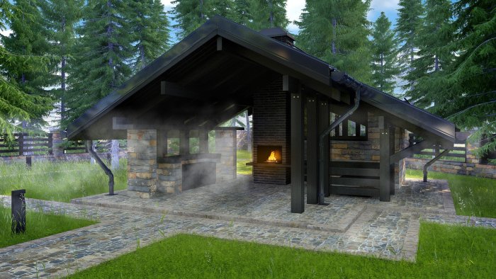 Зимняя беседка в стиле Шале