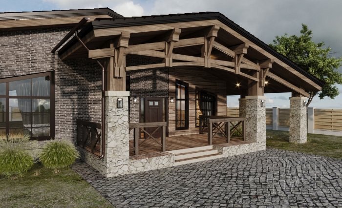 Навес в стиле Шале