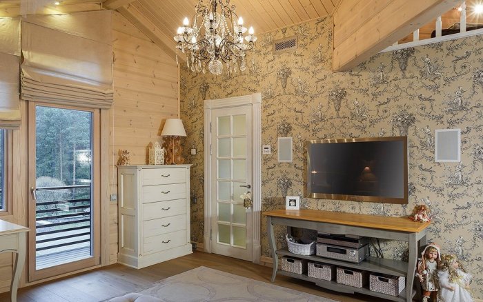 Отделка стен деревянными панелями в стиле Прованс