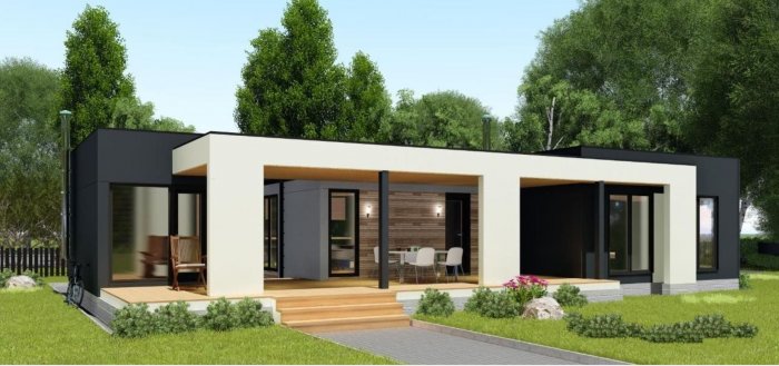 Модульный дом с плоской крышей