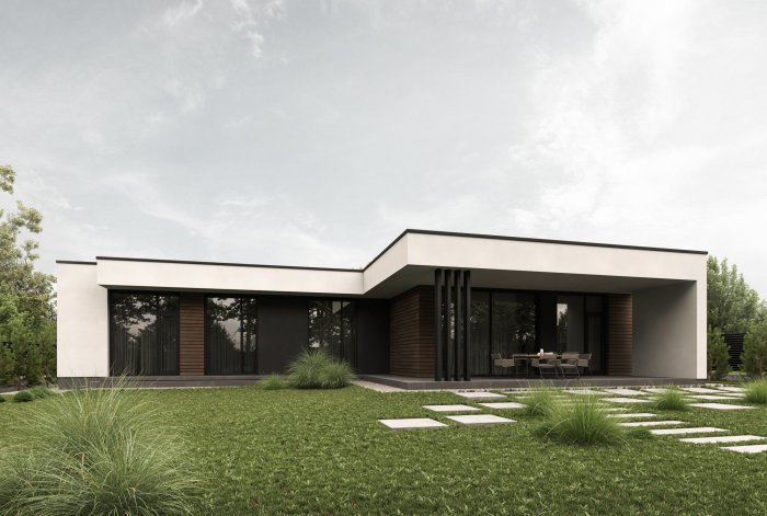 Одноэтажный домик в стиле Минимализм