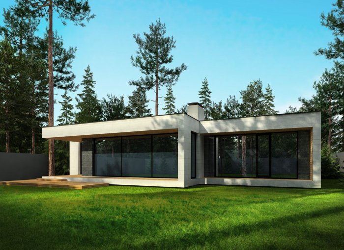 Одноэтажный дом в стиле Минимализм
