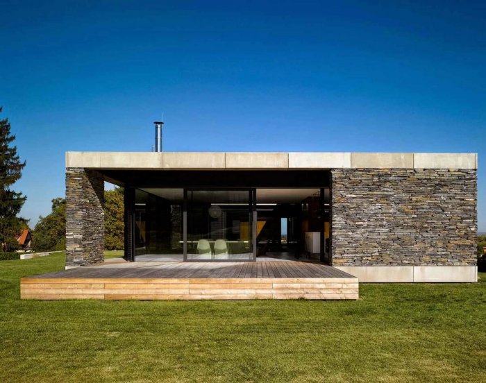 Одно этажный дом с плоской кпышей