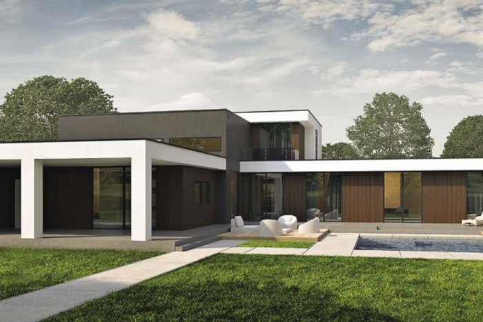 Одноэтажное здание в современном стиле