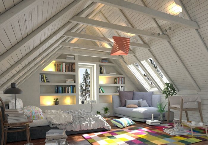 Мансардный этаж интерьер