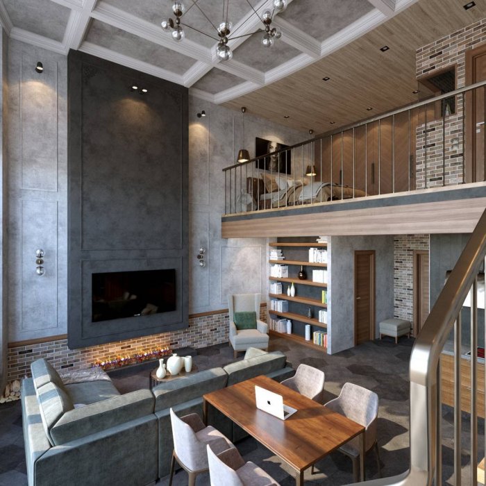 Двухъярусная квартира в стиле лофт