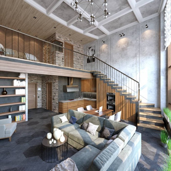 Двухэтажная квартира в стиле лофт