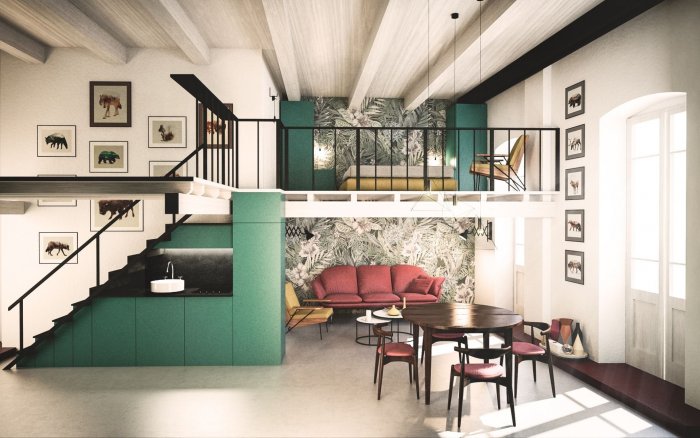 Антресольный этаж в квартире лофт