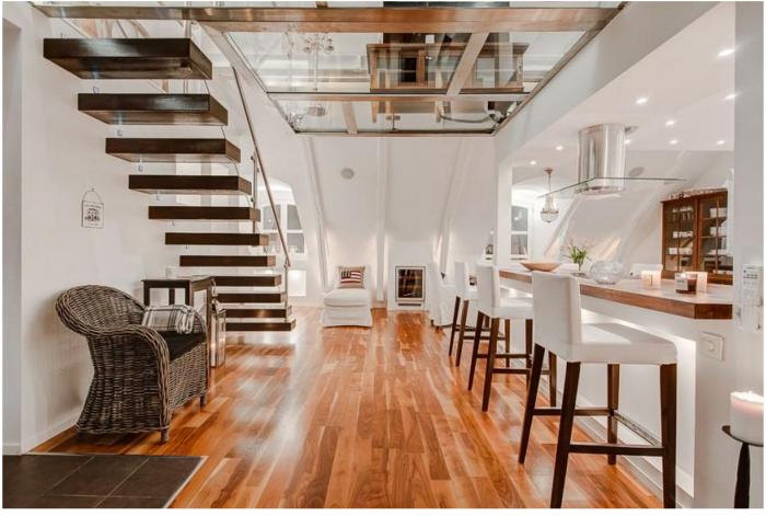 Двухэтажная квартира в скандинавском стиле