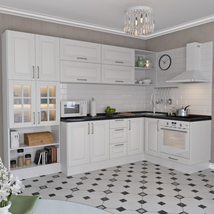 Кухня Ньюпорт белый Леруа