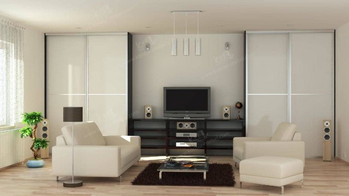 Шкафы-купе в гостиную с телевизором