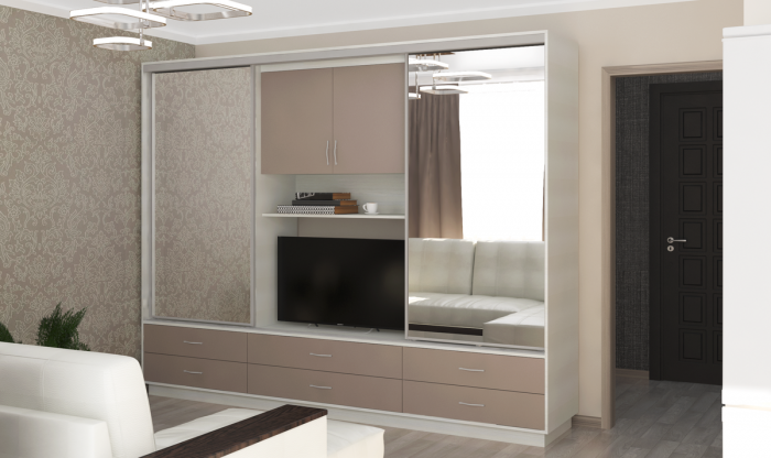 Милос 11-02 шкаф (ясень Анкор светлый/мокко)