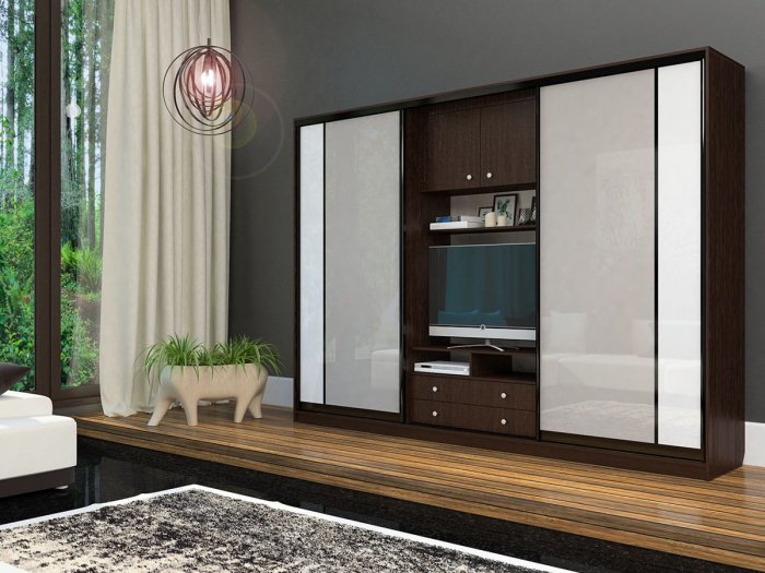Шкаф купе с нишей под ТВ Валерия 2800