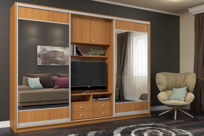 Шкаф-купе с нишей под ТВ m6 "Валерия" 2800 / шкафы-купе / ШК
