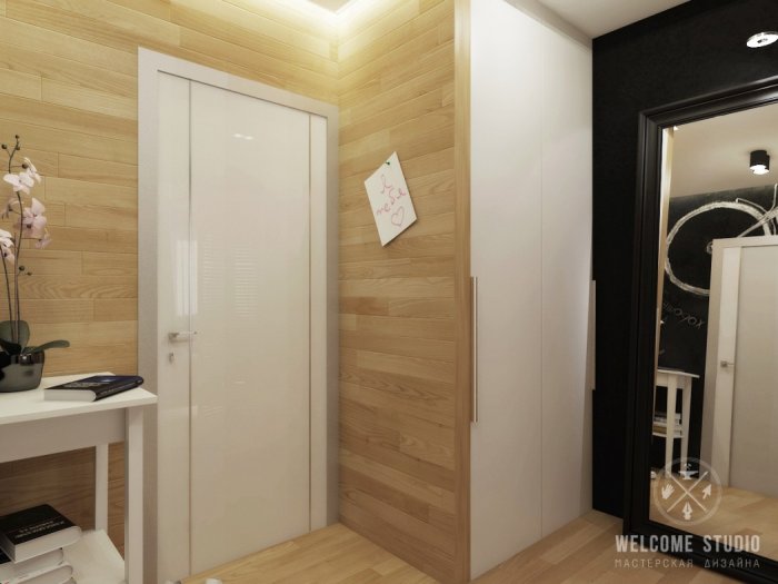 Прихожая отделанная ламинатом стены