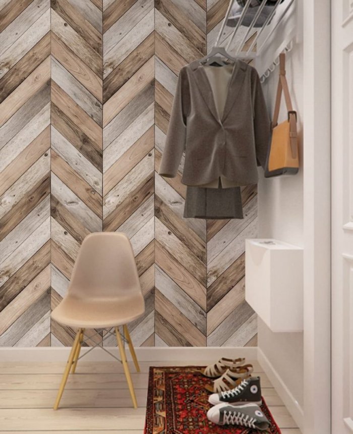 Ламинат елочкой на стене