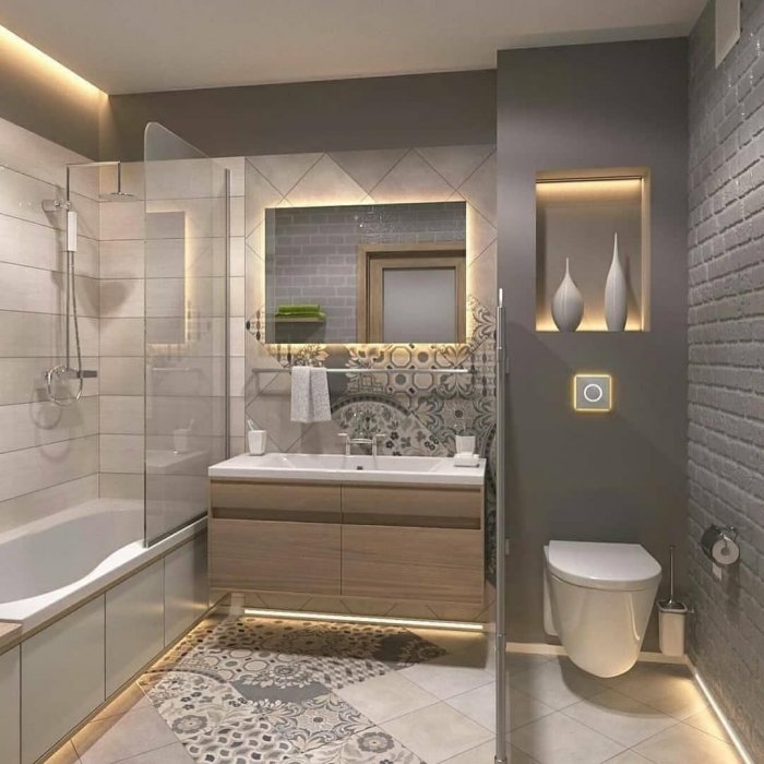 Современная ванная комната с туалетом
