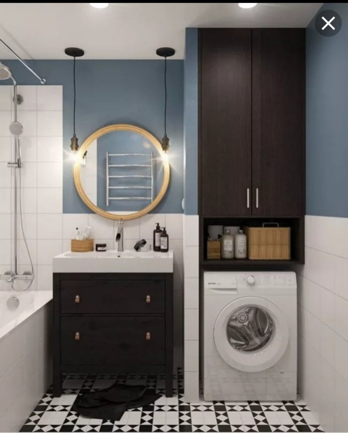 Встроенная стиральная машина в ванной