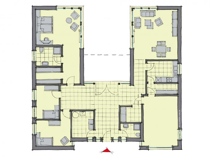 Дом буквой п планировка