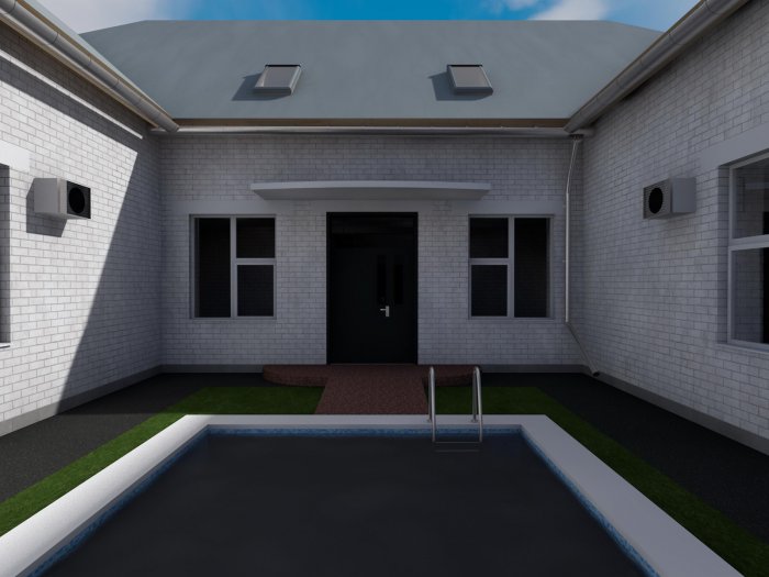 Одноэтажный дом буквой п