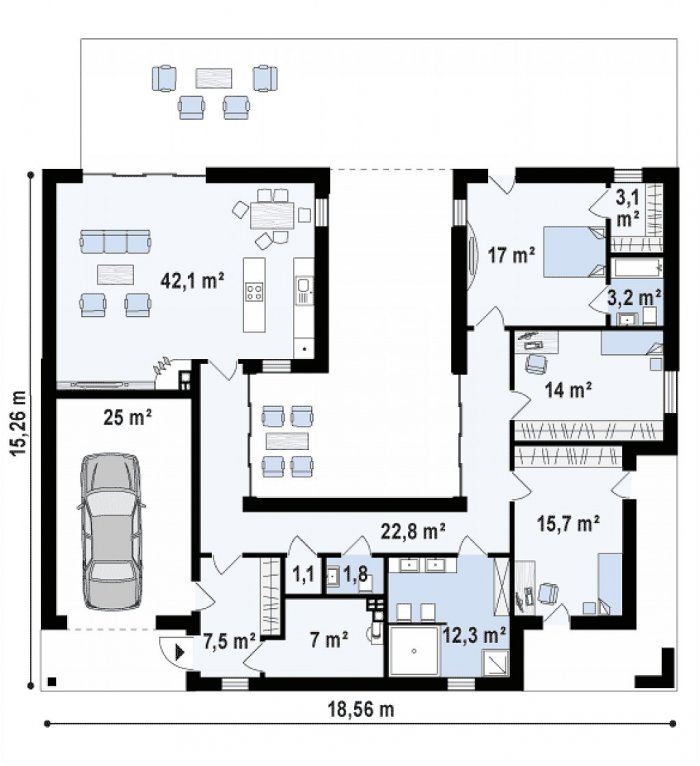 П-образный дом проект