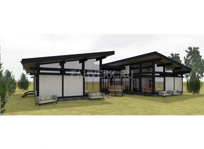 Фахверк с односкатной крышей