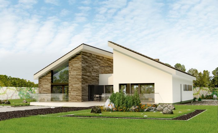 П-образный дом с террасой