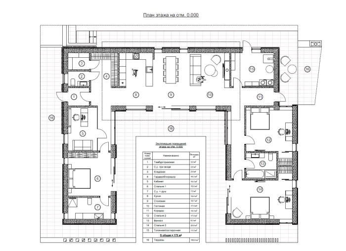 Чертежи п образных одноэтажных домов